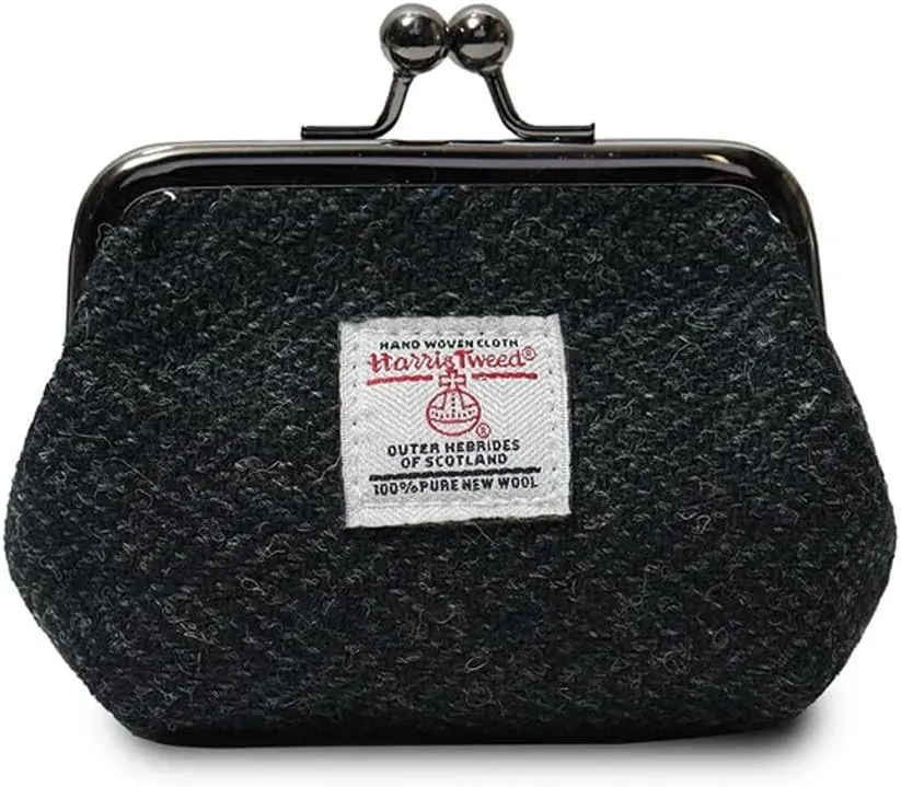 Islander The Coin Purse Made of Harris Tweed (Black Herringbone)
