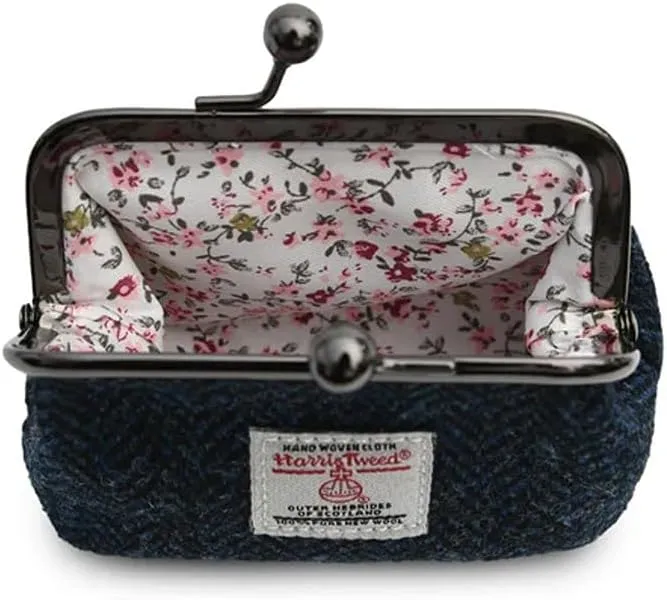 Islander The Coin Purse Made of Harris Tweed (Black Herringbone)