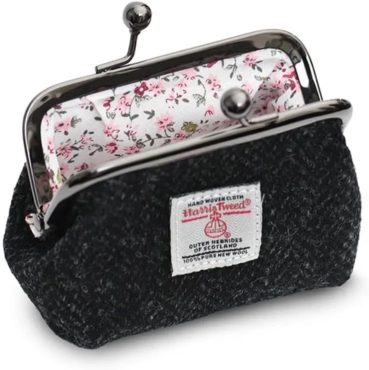 Islander The Coin Purse Made of Harris Tweed (Black Herringbone)