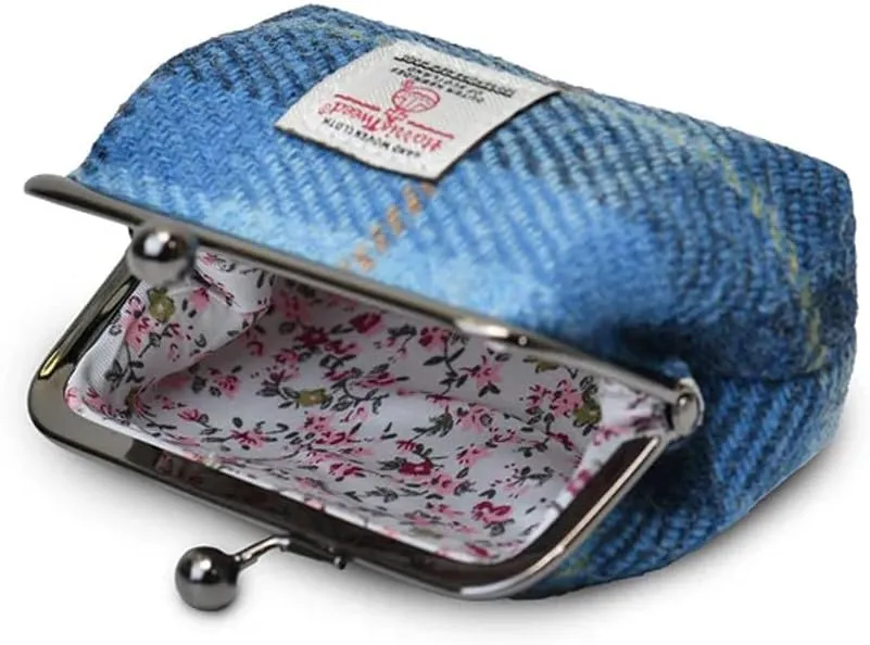 Islander The Coin Purse Made of Harris Tweed (Blue Tartan)