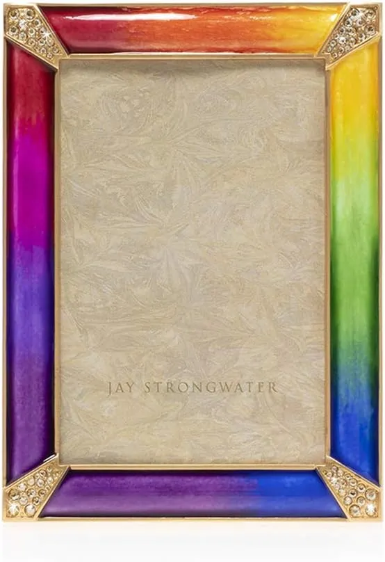 Jay Strongwater Leonard Pave Corner 4" x 6" Photo Picture Frame with Swarovski Crystals