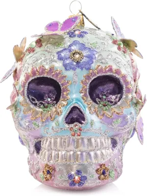 Jay Strongwater Skull with Butterflies Glass Ornament, A Flair with an Edge.