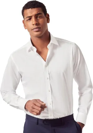 Jermyn Street Collection by Hawes and Curtis- Men's White Dress Shirt – 100% Poplin Cotton, Regular Fit, Long Sleeve