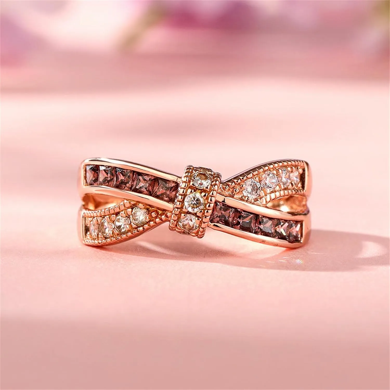 Jeulia Crossover Sterling Silver Women's Band Fashion Anniversary Promise Engagement Ring for Women With Gift Jewelry Box