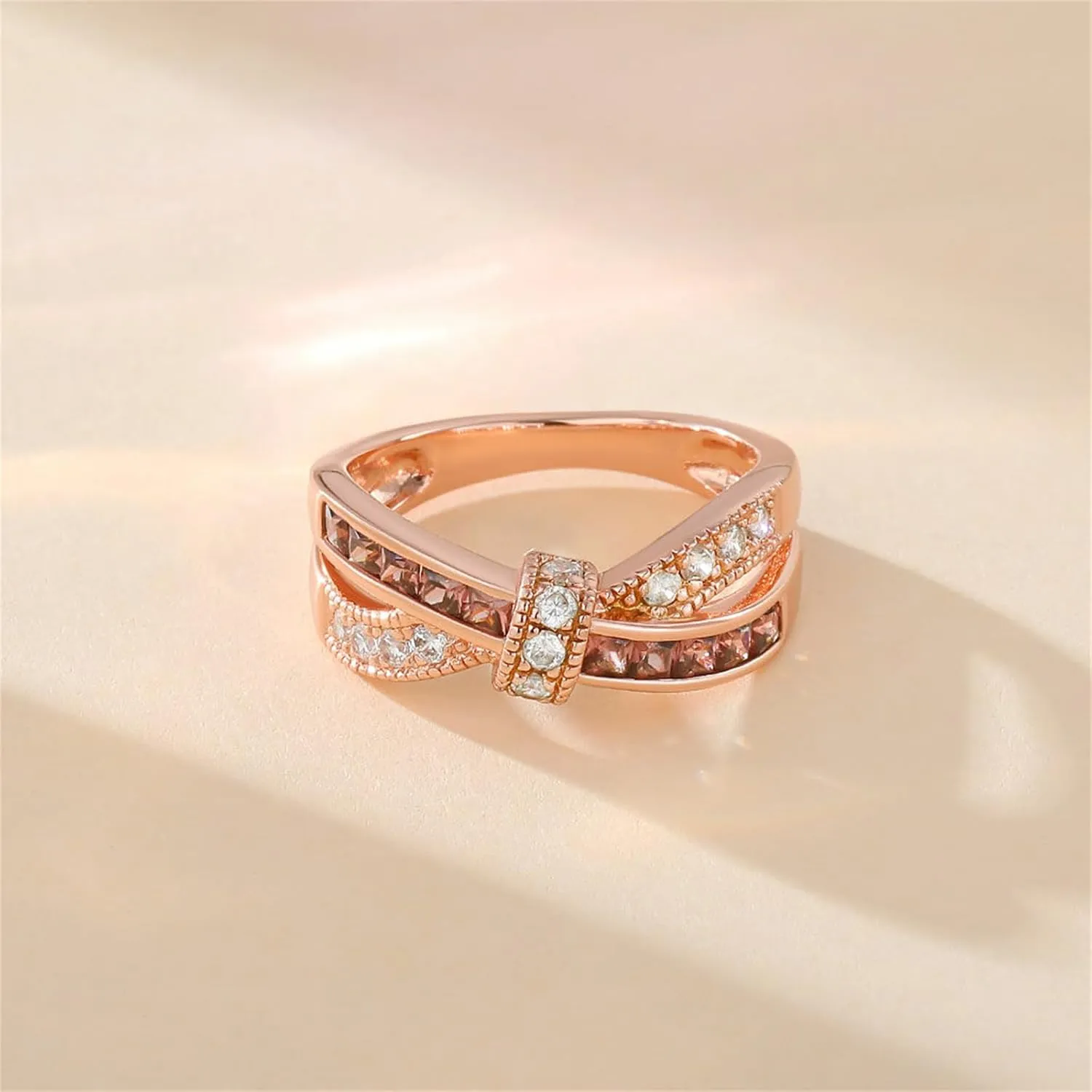 Jeulia Crossover Sterling Silver Women's Band Fashion Anniversary Promise Engagement Ring for Women With Gift Jewelry Box