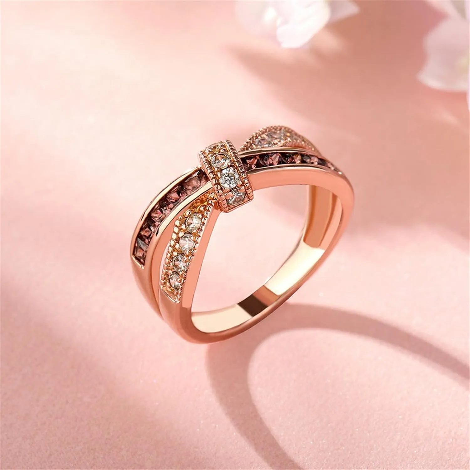 Jeulia Crossover Sterling Silver Women's Band Fashion Anniversary Promise Engagement Ring for Women With Gift Jewelry Box