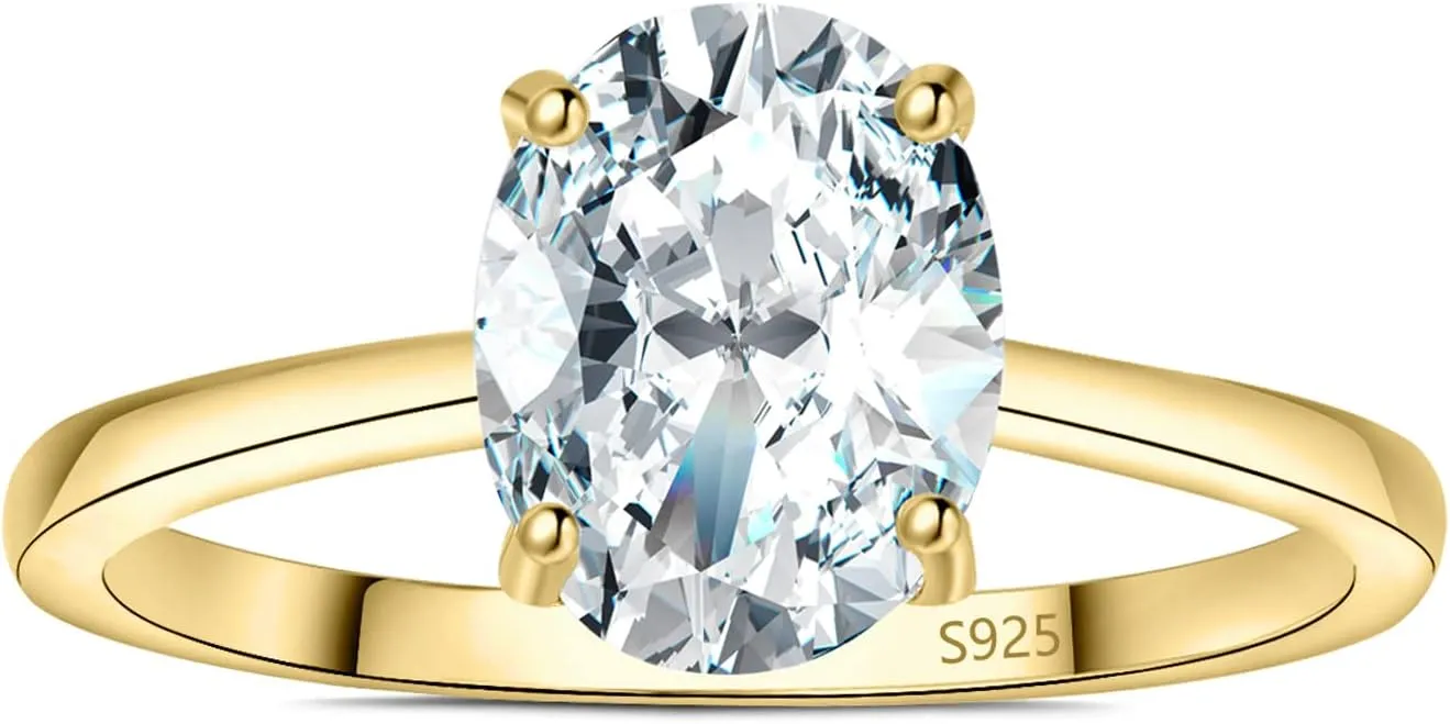 JewelryPalace Oval Shape 1ct 2ct Moissanite Solitaire Engagement Rings for Women, Classic 925 Sterling Silver Promise Ring for Her, Simulated Diamond Anniversary Wedding Ring VVS D-F