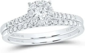 Jewels By Lux 10kt White Gold 3/8 Cttw Natural Diamond Fashion Round Wedding Engagement Anniversary Bridal Set, Women Size: 5-9