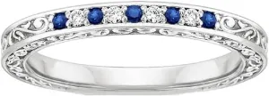 J.F 0.50Ct Round Simulated Diamonds & Created Blue Sapphire Enhancer Wrap Wedding Band Ring Guard 14k White Gold Plated Sterling Silver