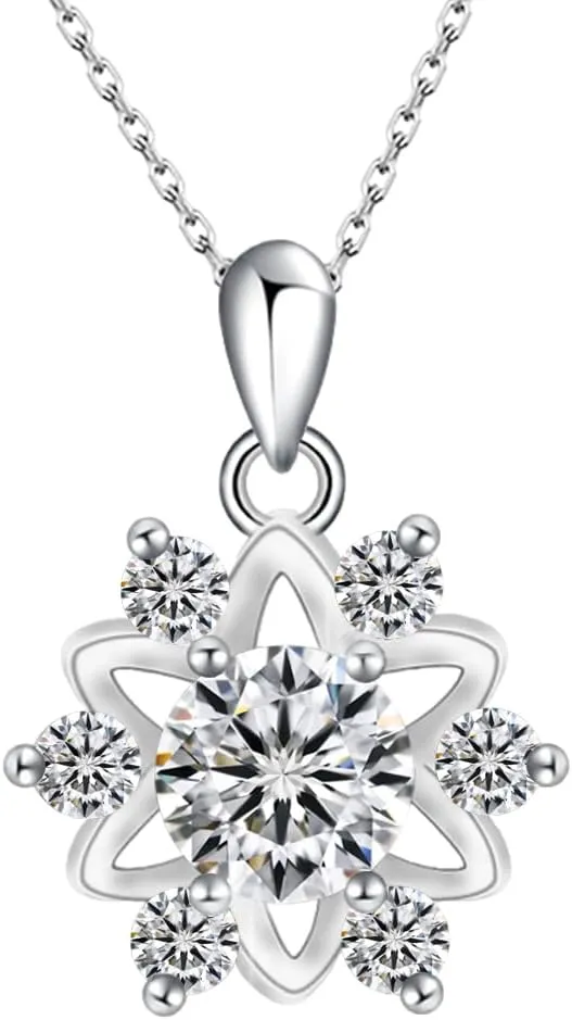 JiuZhou 2025 New 1-2 carat moissanite necklace for Women in D color (VVS1) | S925 Sterling Silver valentines day gifts for Her | Adjustable Fine Jewelry with Rose Gift Box | Hypoallergenic Girlfriend Present | 925 Sterling Silver necklace