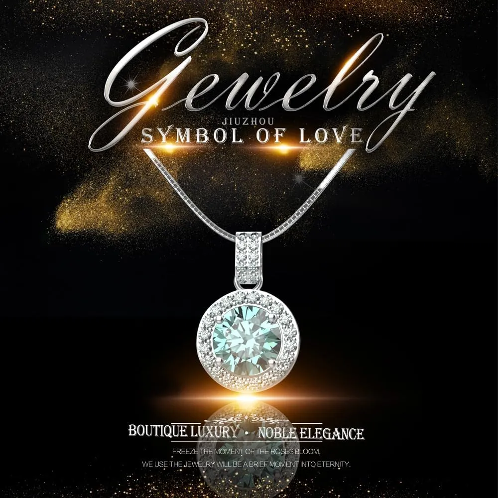 JiuZhou 2025 New 1-2 carat moissanite necklace for Women in D color (VVS1) | S925 Sterling Silver valentines day gifts for Her | Adjustable Fine Jewelry with Rose Gift Box | Hypoallergenic Girlfriend Present | 925 Sterling Silver necklace