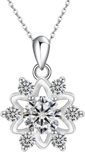 JiuZhou 2025 New 1-2 carat moissanite necklace for Women in D color (VVS1) | S925 Sterling Silver valentines day gifts for Her | Adjustable Fine Jewelry with Rose Gift Box | Hypoallergenic Girlfriend Present | 925 Sterling Silver necklace
