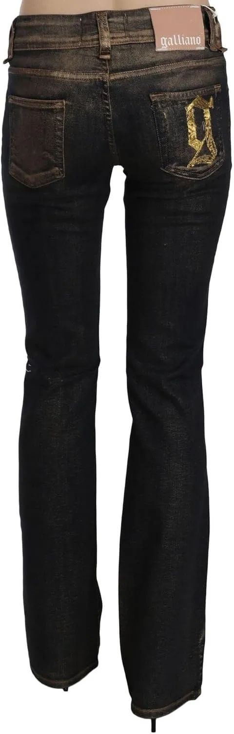 John Galliano Chic Flared Mid Waist Black Women's Denim