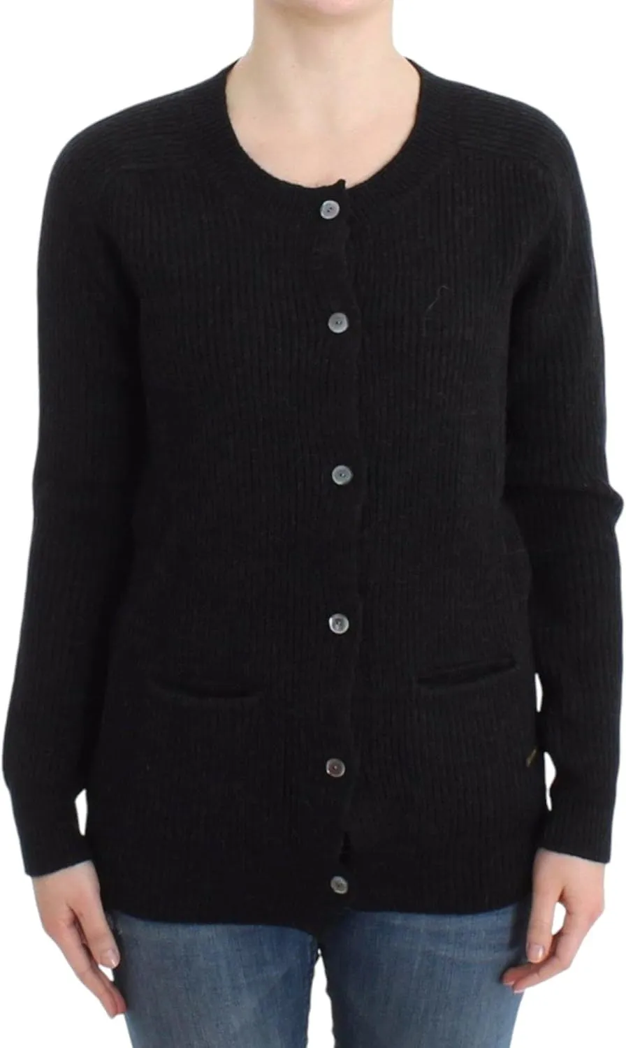 John Galliano Chic Transparent Back Woolen Women's Cardigan Black