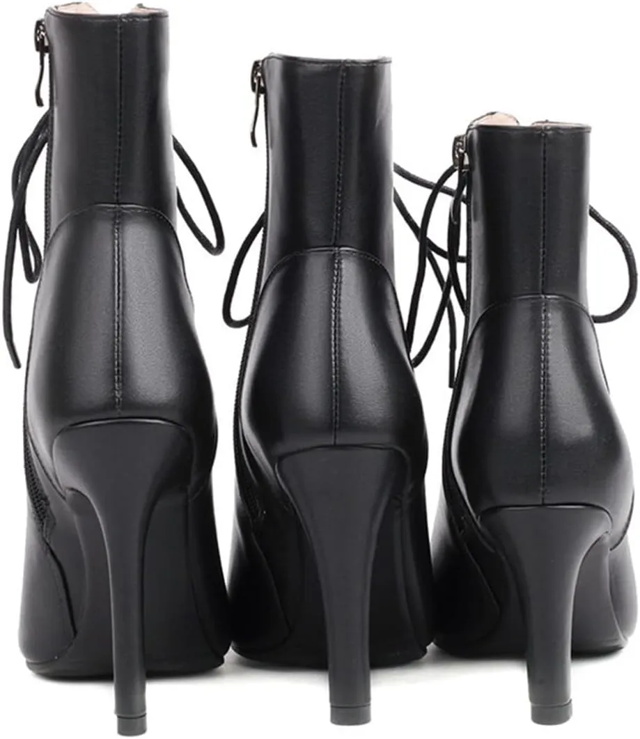 JXUZY Womens Jazz Ballroom Dance High Heels Sandals Peep Toe Lace-up Stiletto Heels Ankle Boots