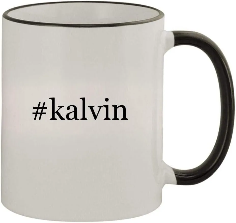 #kalvin - 11oz Colored Handle and Rim Coffee Mug, Black