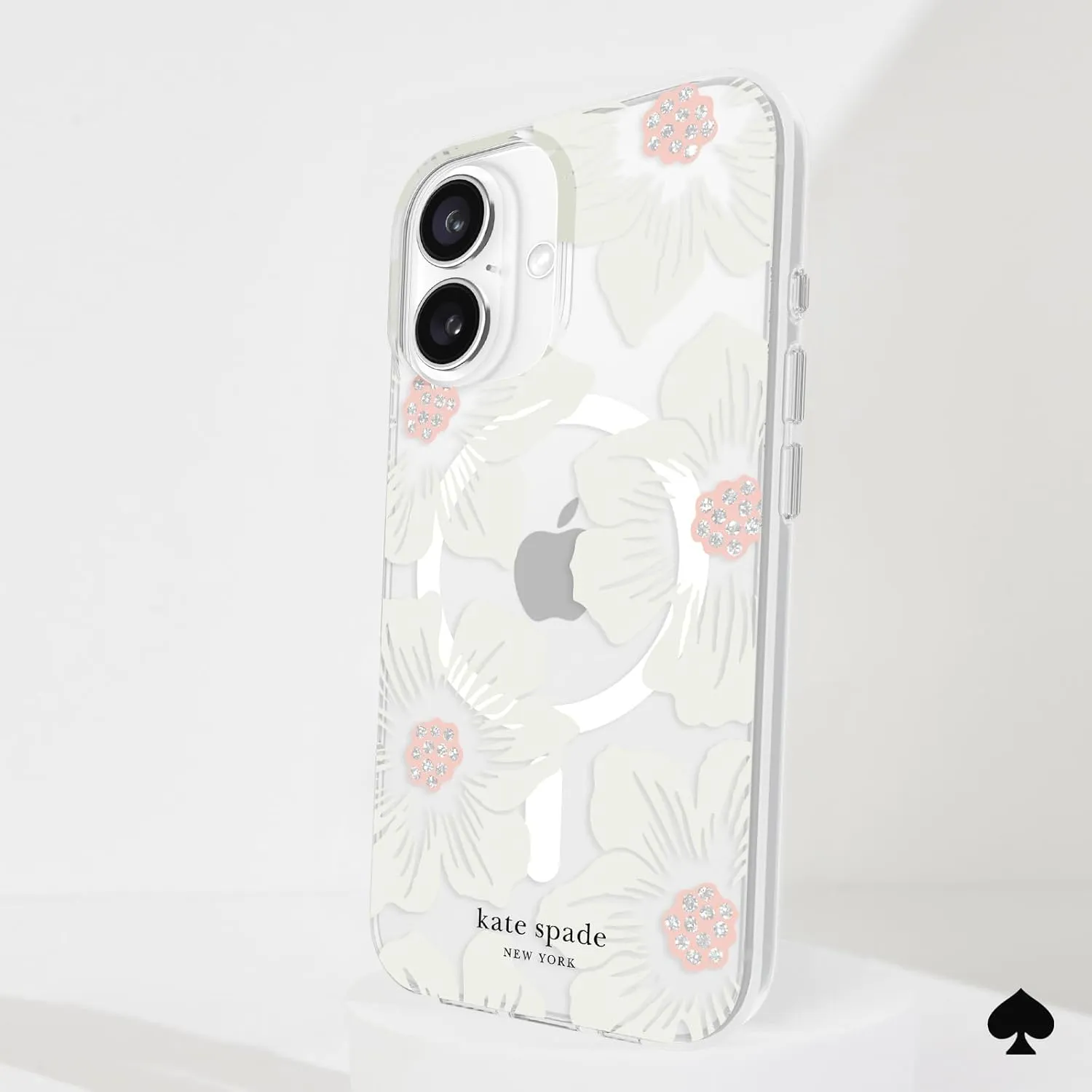 kate spade new york iPhone 16 Case - Compatible with MagSafe - Designer Phone Case - Hollyhock Cream Floral