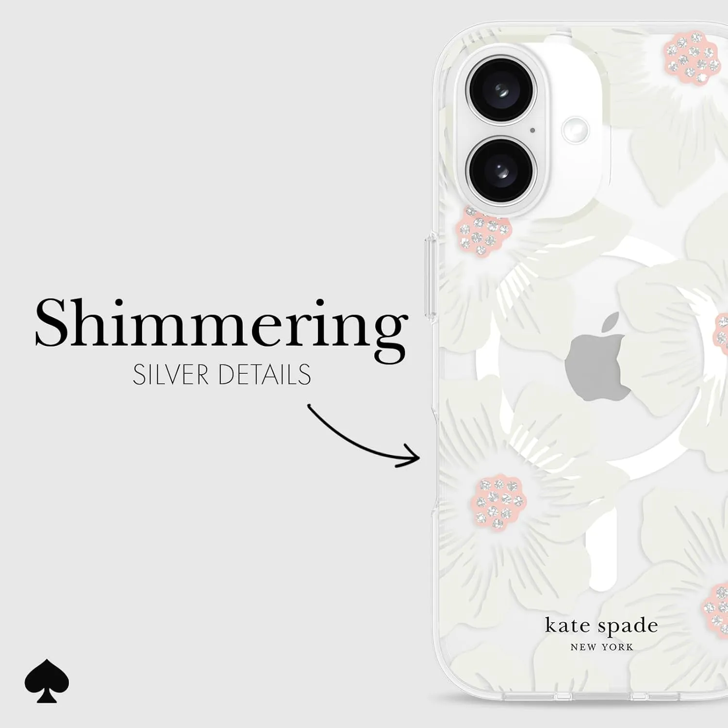 kate spade new york iPhone 16 Case - Compatible with MagSafe - Designer Phone Case - Hollyhock Cream Floral