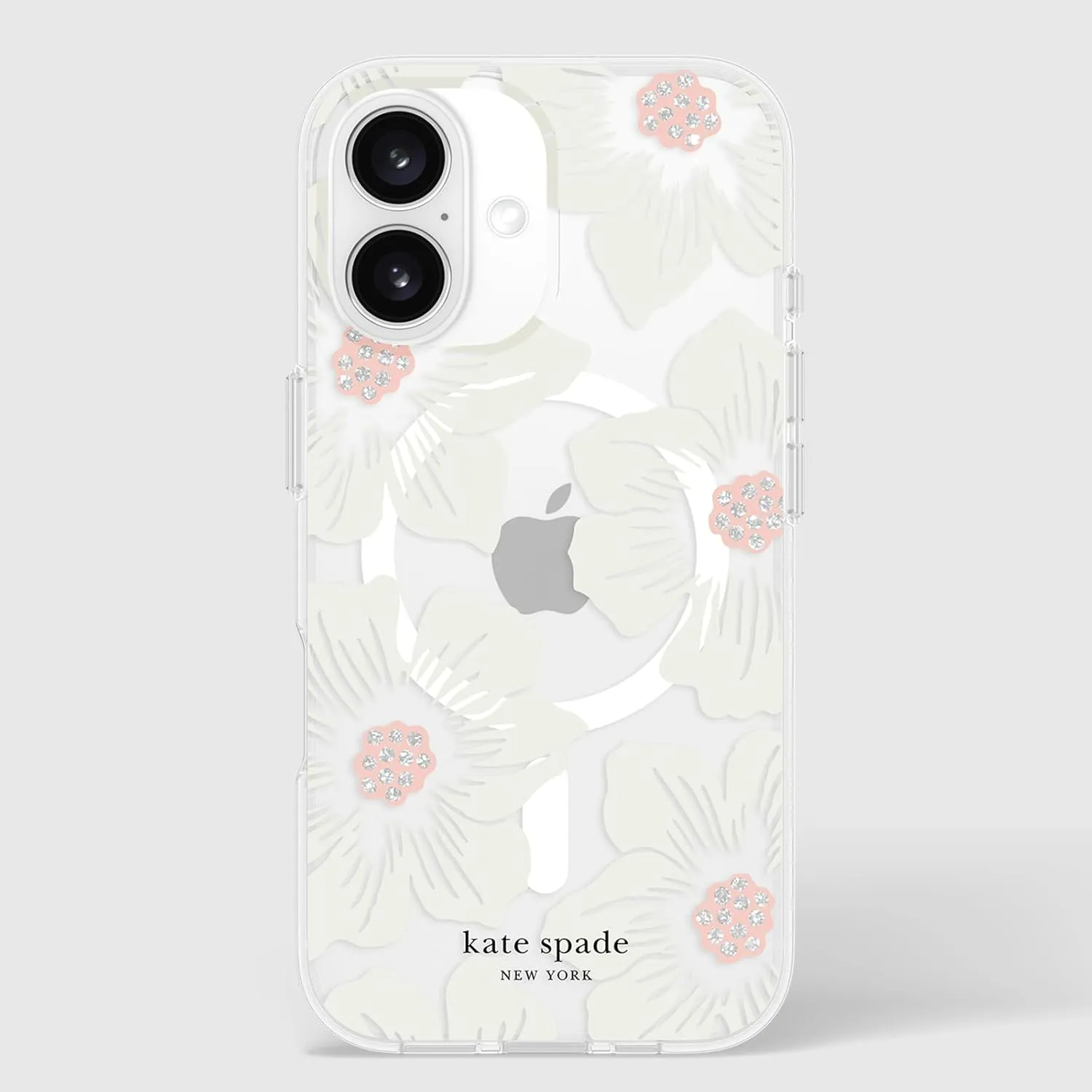 kate spade new york iPhone 16 Case - Compatible with MagSafe - Designer Phone Case - Hollyhock Cream Floral
