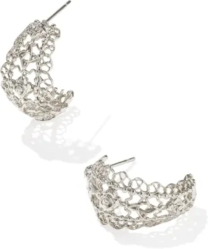 Kendra Scott Womens Krista Lace Huggie Earrings Silver One Size One Size