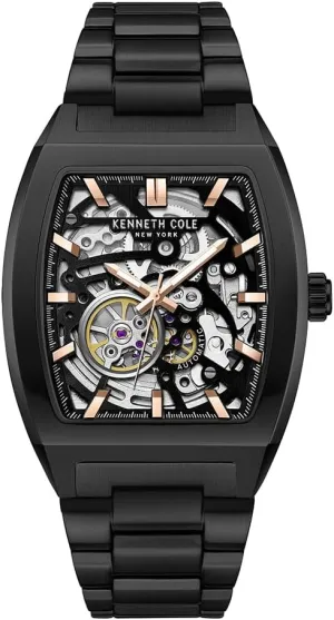 Kenneth Cole New York Men's Automatic Watch - Skeleton Dial, Curved Case, Contemporary Style