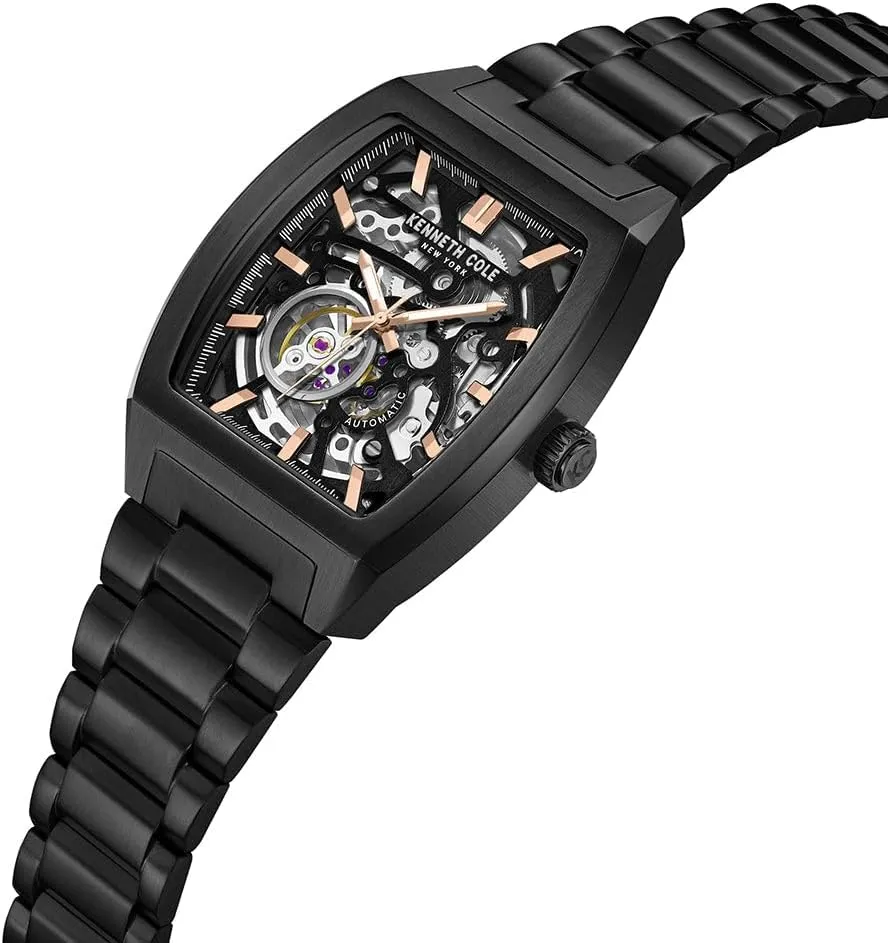 Kenneth Cole New York Men's Automatic Watch - Skeleton Dial, Curved Case, Contemporary Style
