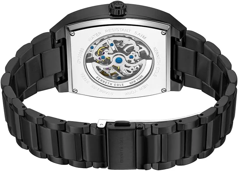 Kenneth Cole New York Men's Automatic Watch - Skeleton Dial, Curved Case, Contemporary Style
