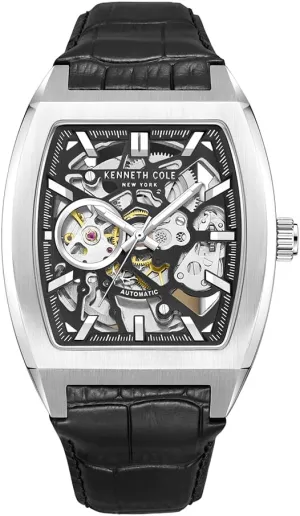 Kenneth Cole New York Men's Automatic Watch - Skeleton Dial, Curved Case, Contemporary Style
