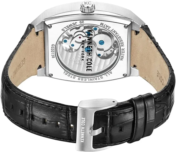 Kenneth Cole New York Men's Automatic Watch - Skeleton Dial, Curved Case, Contemporary Style