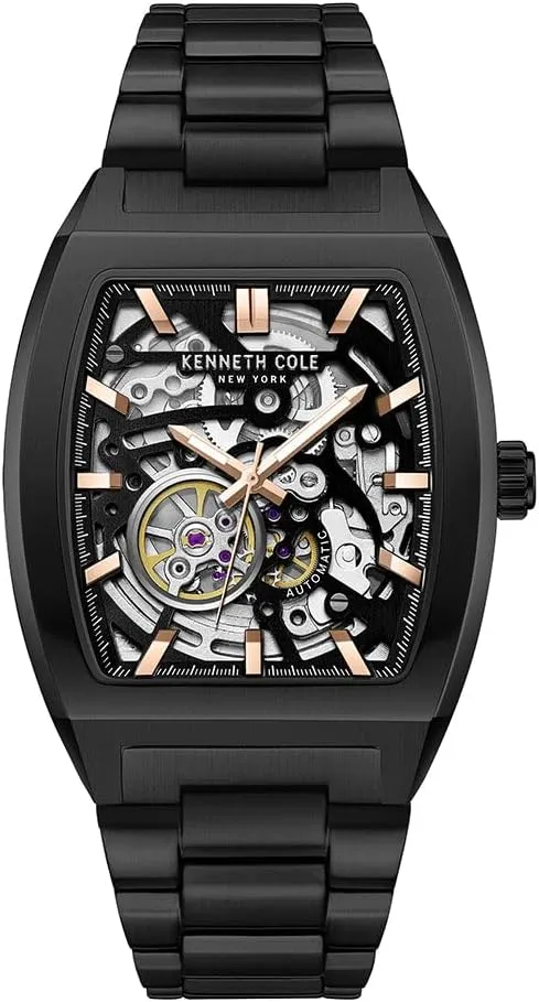 Kenneth Cole New York Men's Automatic Watch - Skeleton Dial, Curved Case, Contemporary Style