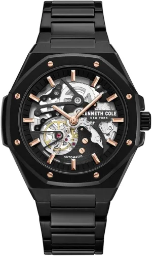 Kenneth Cole New York Men’s Automatic Watch - Skeleton Dial, Octagonal Bezel, Elegant and Professional Design