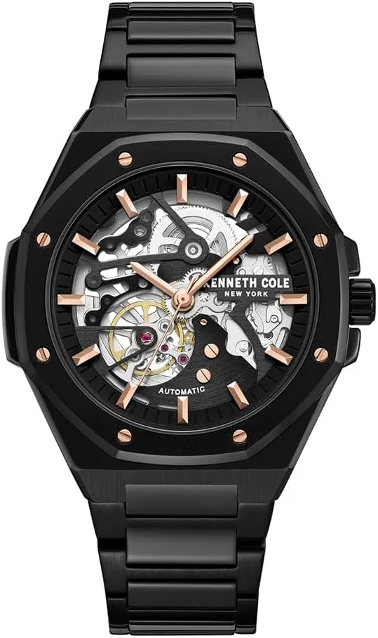 Kenneth Cole New York Men’s Automatic Watch - Skeleton Dial, Octagonal Bezel, Elegant and Professional Design