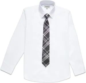 Kenneth Cole REACTION Boys' Dress Shirt with Clip-on Tie Set, Sizes 8-20