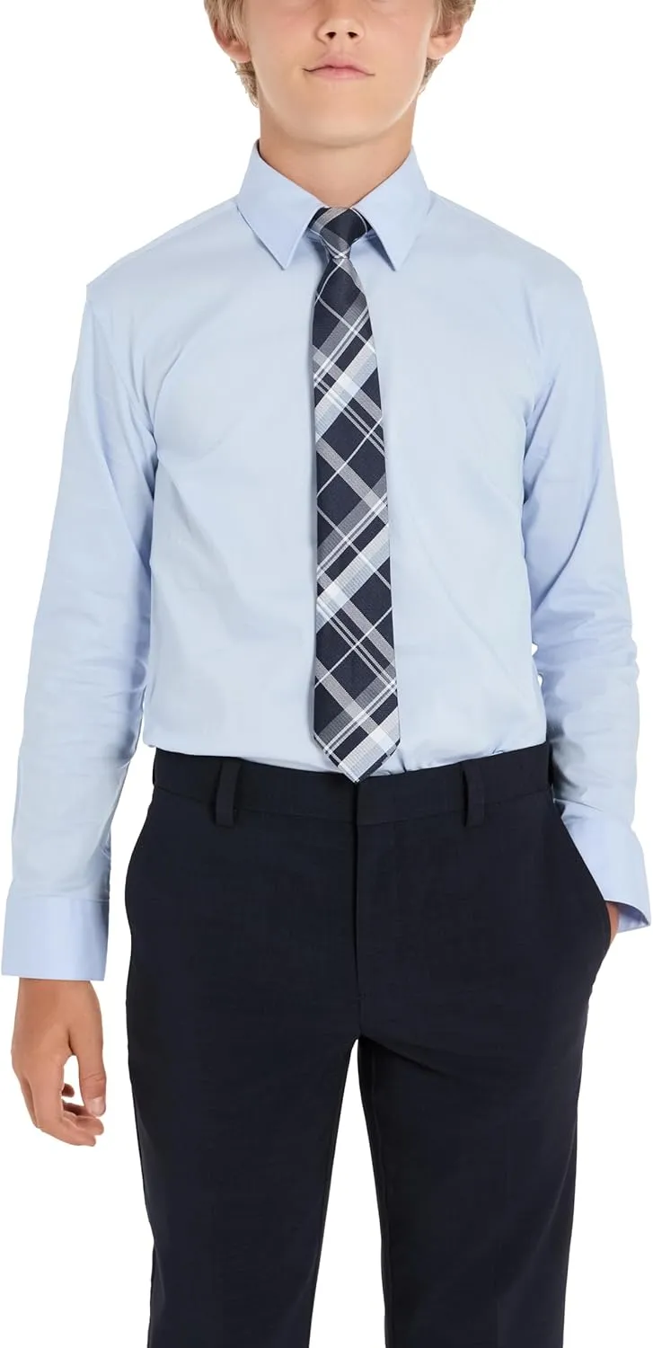 Kenneth Cole REACTION Boys' Dress Shirt with Clip-on Tie Set, Sizes 8-20