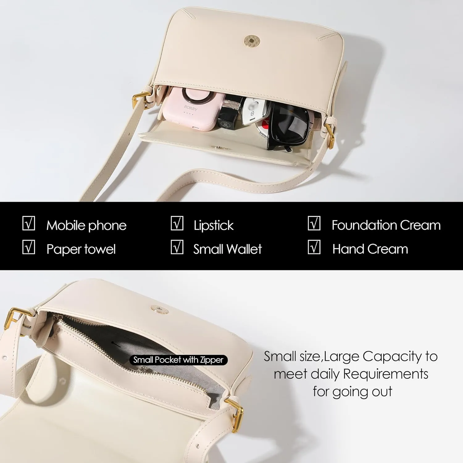KEVANCHO Leather Shoulder Bag for Women, Women's Fashion Handbags Tote Clutch Bag with Zipper, Gifts for Her