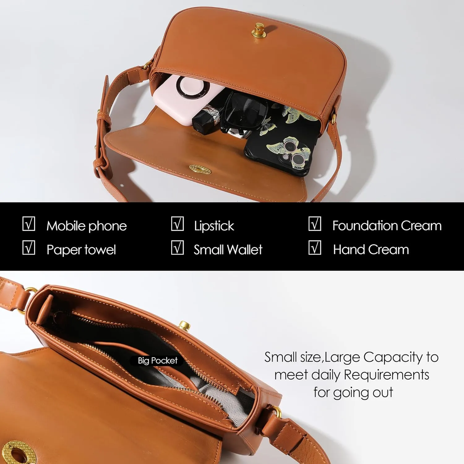 KEVANCHO Leather Shoulder Bag for Women, Women's Fashion Handbags Tote Clutch Bag with Zipper, Gifts for Her