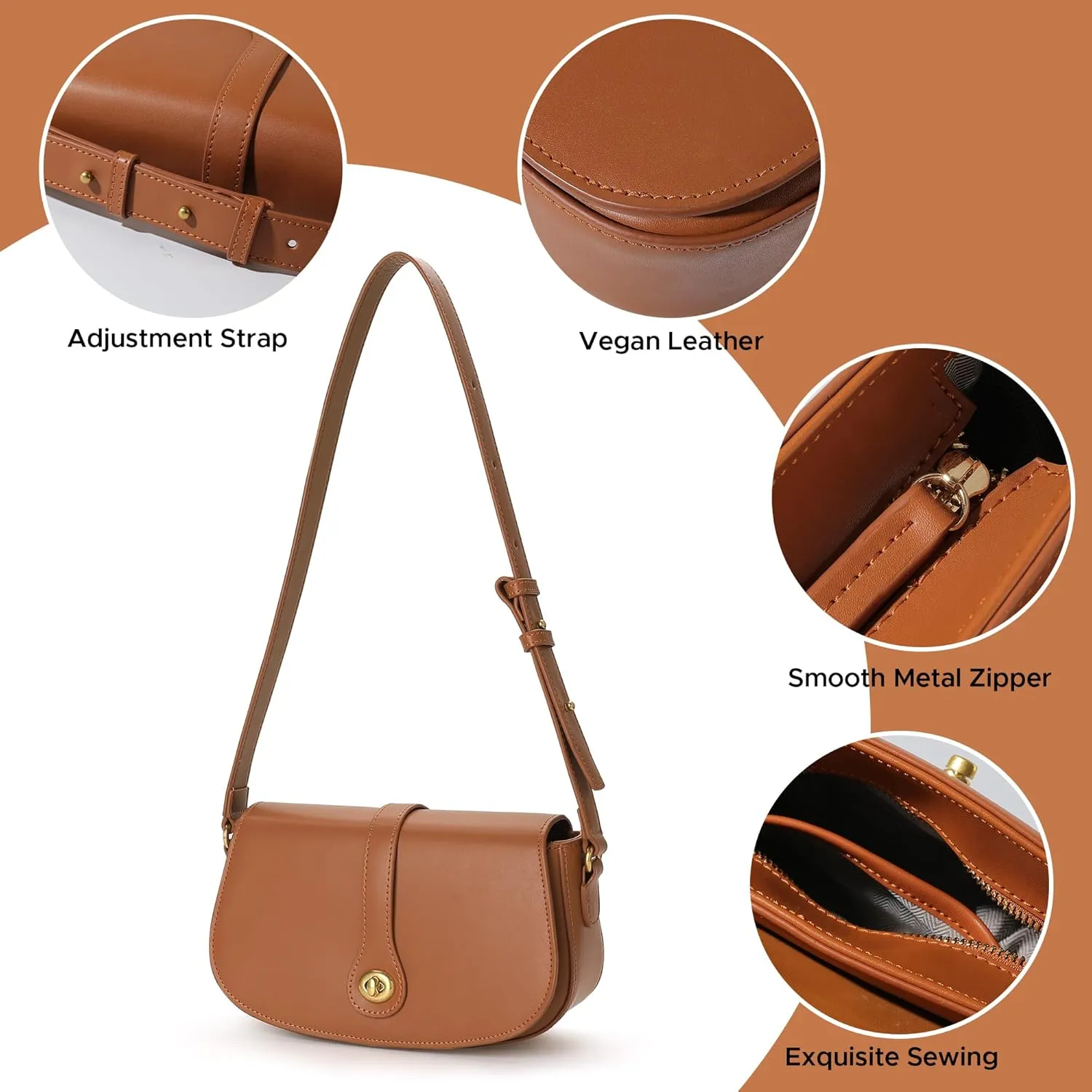 KEVANCHO Leather Shoulder Bag for Women, Women's Fashion Handbags Tote Clutch Bag with Zipper, Gifts for Her