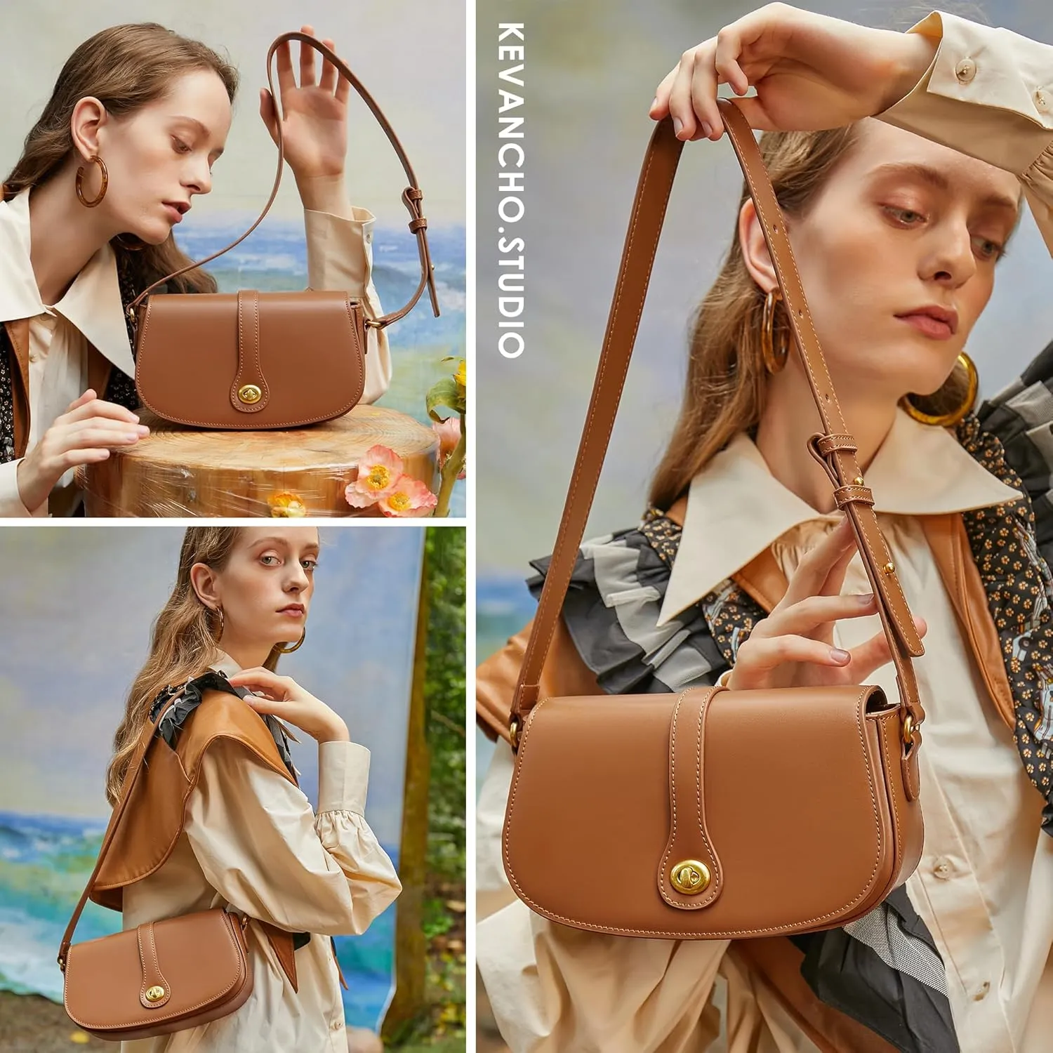 KEVANCHO Leather Shoulder Bag for Women, Women's Fashion Handbags Tote Clutch Bag with Zipper, Gifts for Her