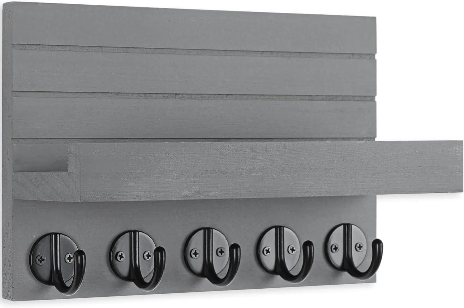 Key Holder for Wall, Decorative Key and Mail Holder with Shelf Has Large Key Hooks for Bags, Coats, Umbrella – Paulownia Wood Key Hanger with Mounting Hardware (9.8”W x 6.7”H x 4.2”D)