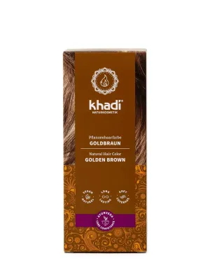 khadi GOLDEN BROWN Natural Hair Color, 3.5 oz, Plant based hair dye for shimmering amber to velvety glossy golden brown 100% herbal, vegan, PPD & chemical free, natural cosmetic for healthy hair.