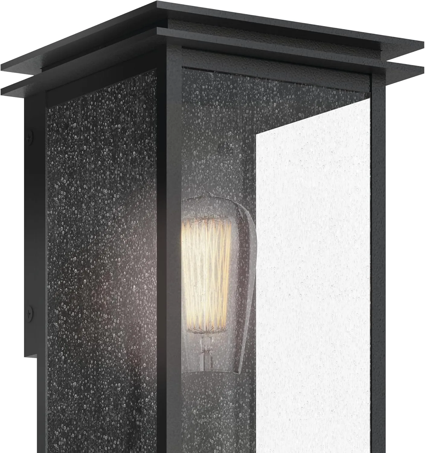 Kichler Arkville 10" 1 Light Outdoor Wall Light with Clear Seeded Glass in Textured Black for Exterior Doors, Walls, Porch, (10" x 6"), 59540BKT