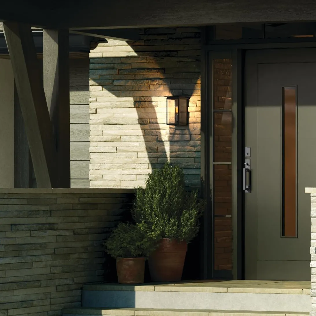Kichler Arkville 10" 1 Light Outdoor Wall Light with Clear Seeded Glass in Textured Black for Exterior Doors, Walls, Porch, (10" x 6"), 59540BKT