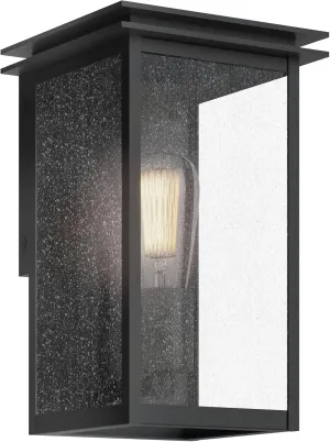 Kichler Arkville 10" 1 Light Outdoor Wall Light with Clear Seeded Glass in Textured Black for Exterior Doors, Walls, Porch, (10" x 6"), 59540BKT