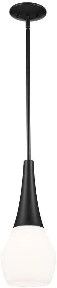 Kichler Deela 17 Inch 1 Light Pendant with Satin Etched Cased Opal Glass in Black