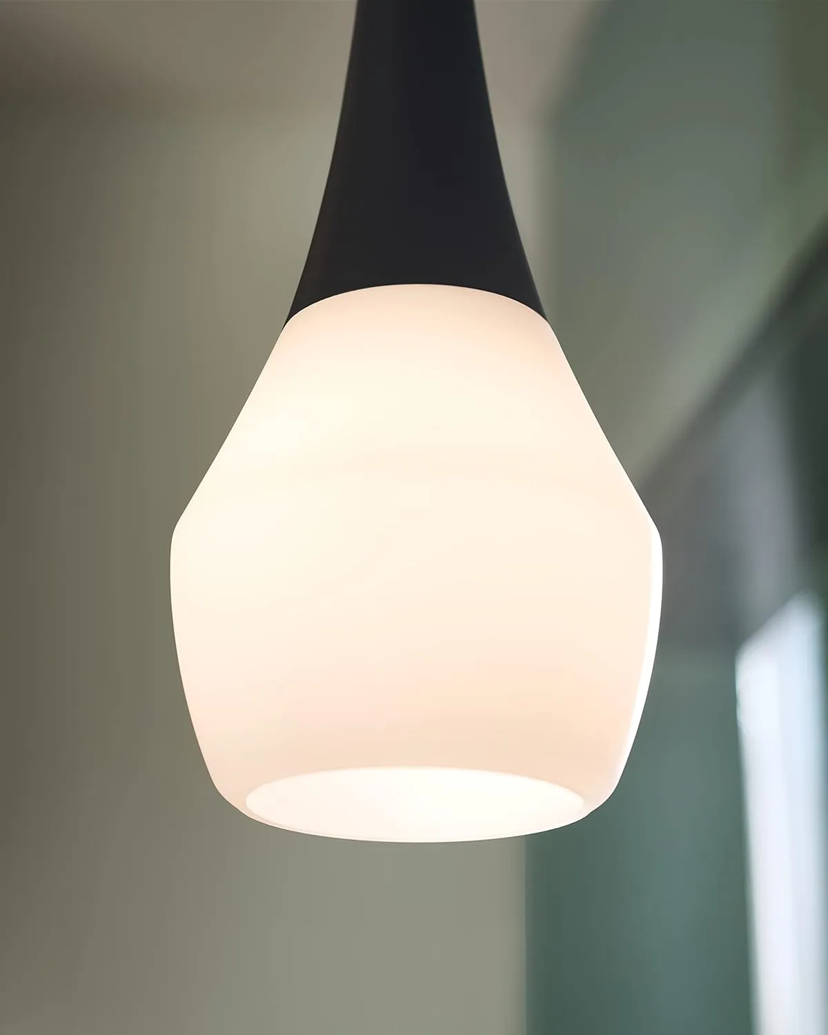 Kichler Deela 17 Inch 1 Light Pendant with Satin Etched Cased Opal Glass in Black