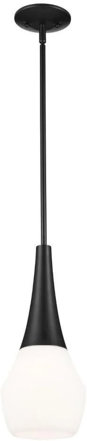Kichler Deela 17 Inch 1 Light Pendant with Satin Etched Cased Opal Glass in Black