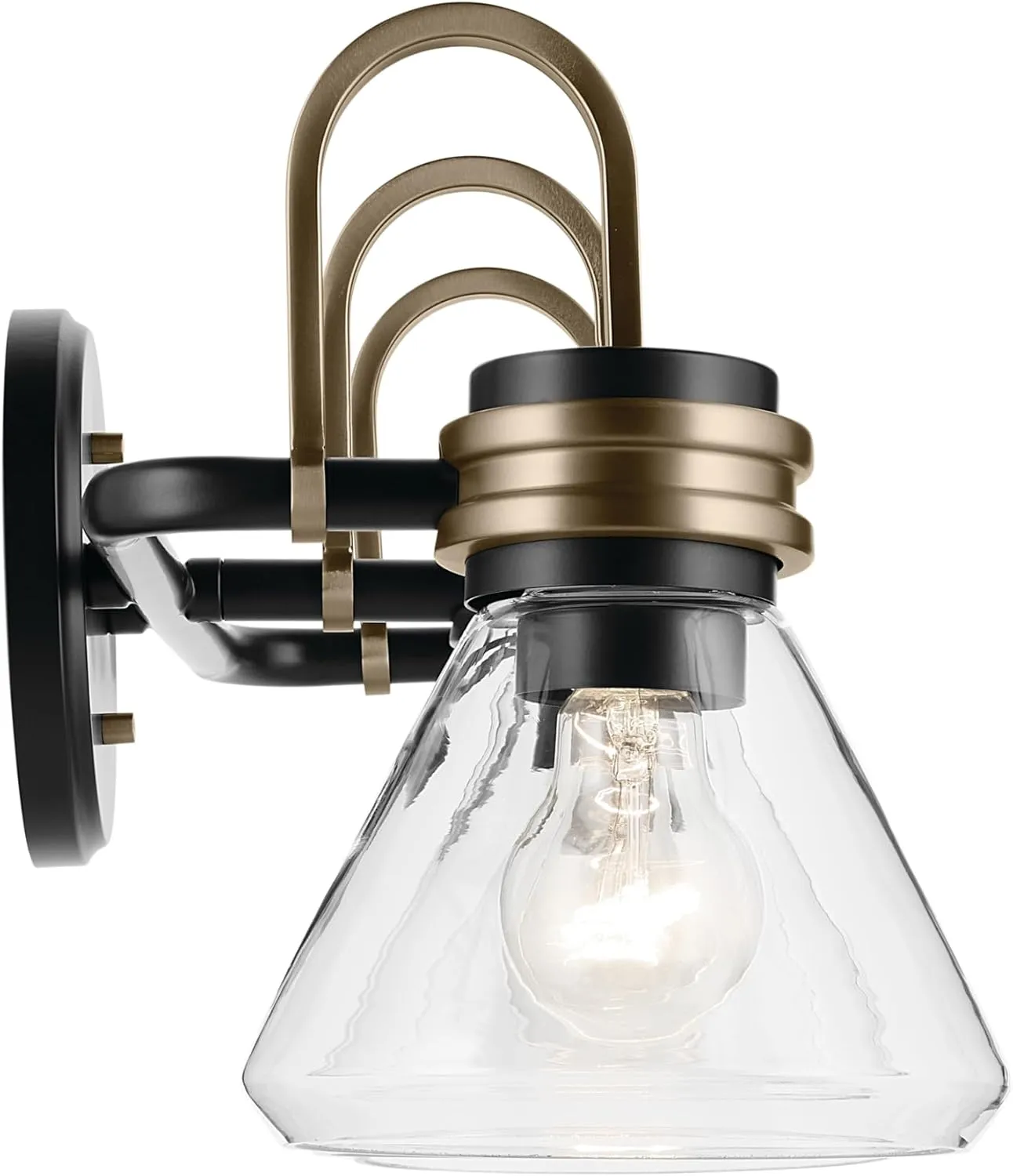 Kichler Farum 26" 3-Light Vanity Light with Clear Glass in Black, for Single or Double Vanity, Over a Mirror, Powder Room, Bathroom (26" W x 9.5" H) 55155BKCLR, Pack of 1