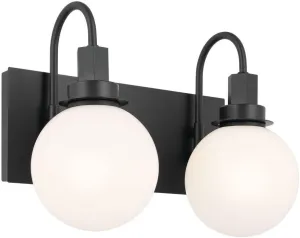 Kichler Hex 14.25 Inch 2 Light Vanity with Opal Glass in Black