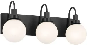 Kichler Hex 3-Light Vanity Light, Modern Light with Opal Glass in Black, Install Up or Down, Damp Rated, for Bathroom Vanity (22.75" x 10.25"), 55151BK