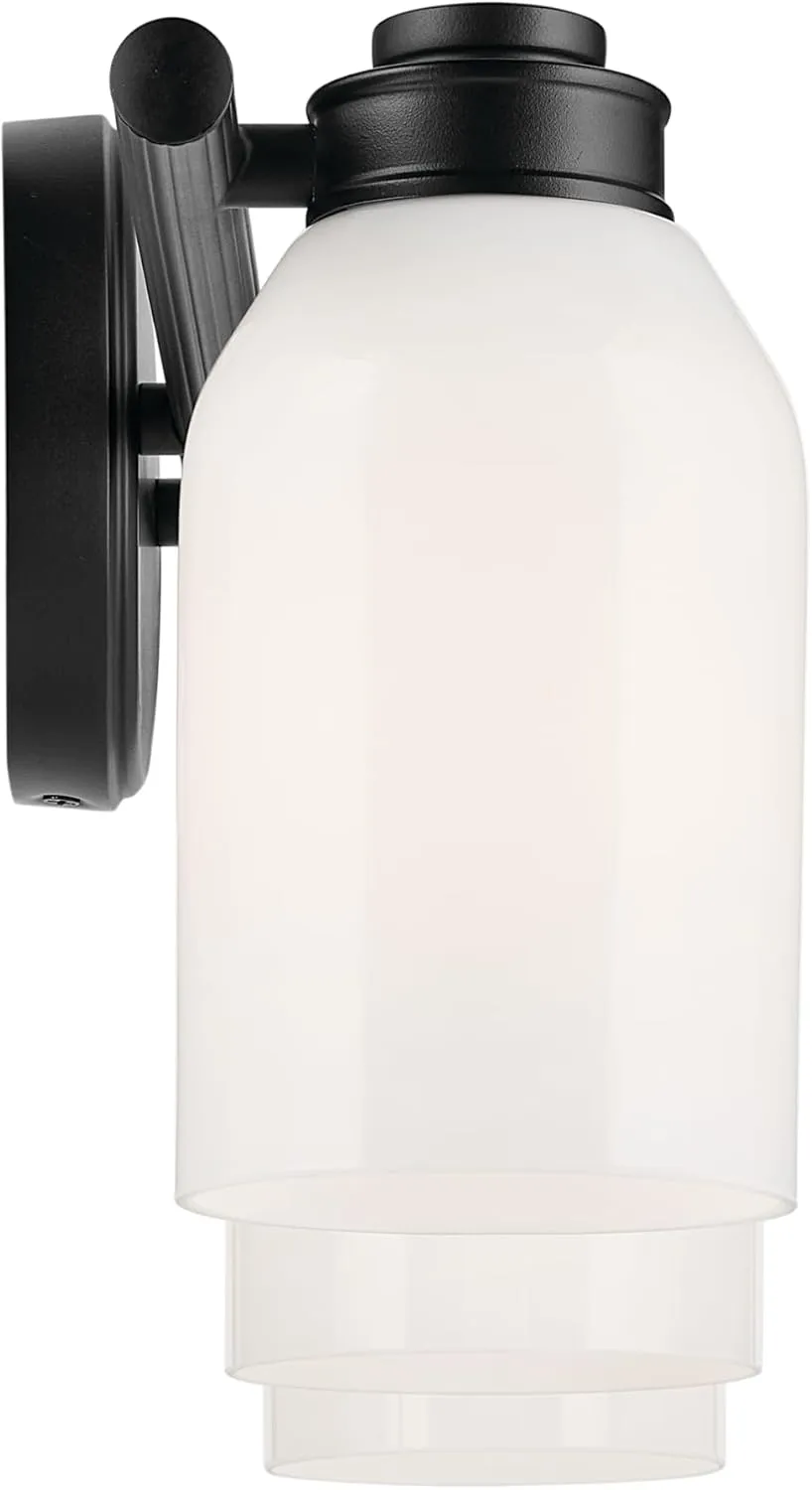 Kichler Shae 24.25" 3-Light Vanity Light with White Opal Glass in Black, for Bathroom Vanity, Powder Room, Over a Mirror, (24.25" W x 9" H), 55202BK
